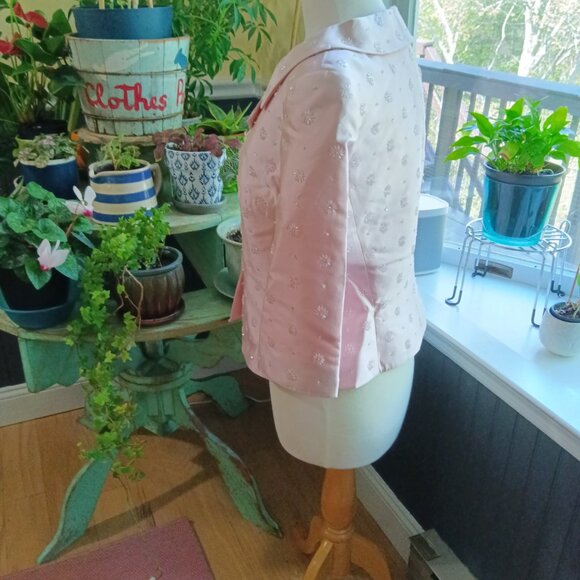 Rickie Freeman for TJ Nites Retro Beaded Blazer Jacket Beaded Blush Pink… - Picture 2 of 11
